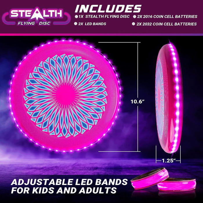 Stealth Flying Frisbee LED Disc - Pink/Purple