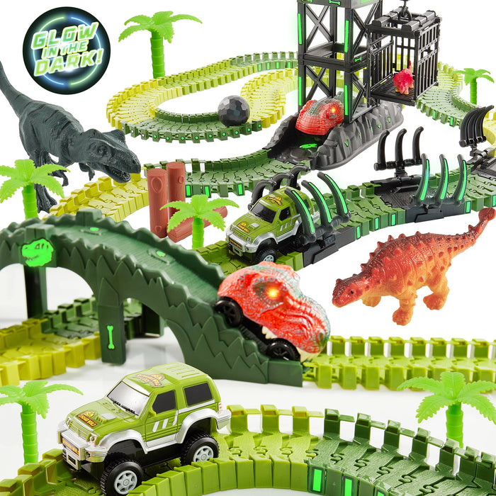 USA Toyz 225 Piece Green Ultimate Dinosaur Dash Race Track Adventure Playset