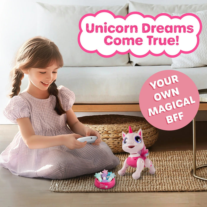 USA Toyz RC Unicorn Robo Pets - Interactive STEM Toy for Kids Pink