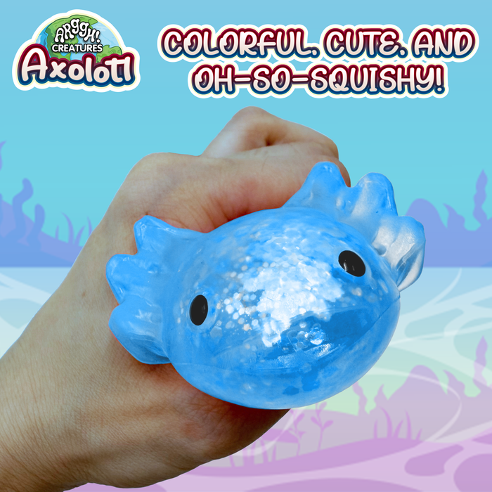 Power Your Fun Axolotl Stress Ball Sensory Toys (Glitter Blue)