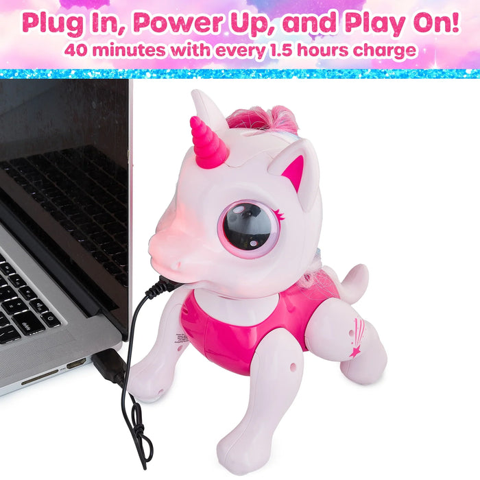 USA Toyz RC Unicorn Robo Pets - Interactive STEM Toy for Kids Pink