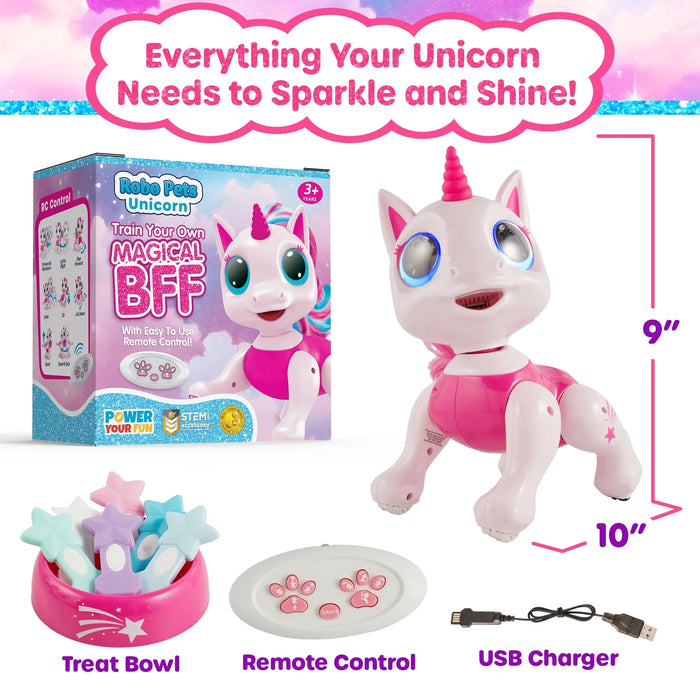 USA Toyz RC Unicorn Robo Pets - Interactive STEM Toy for Kids Pink