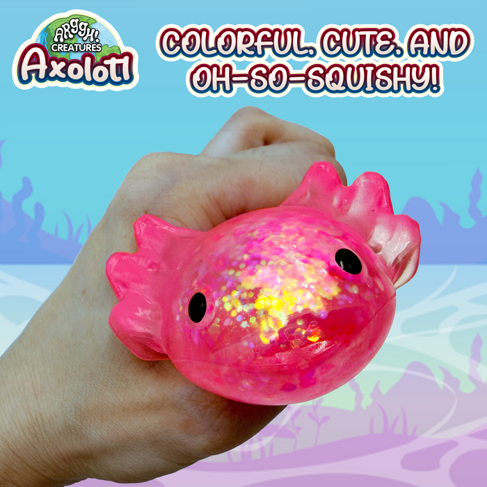 Power Your Fun Axolotl Stress Toy - Glitter Pink