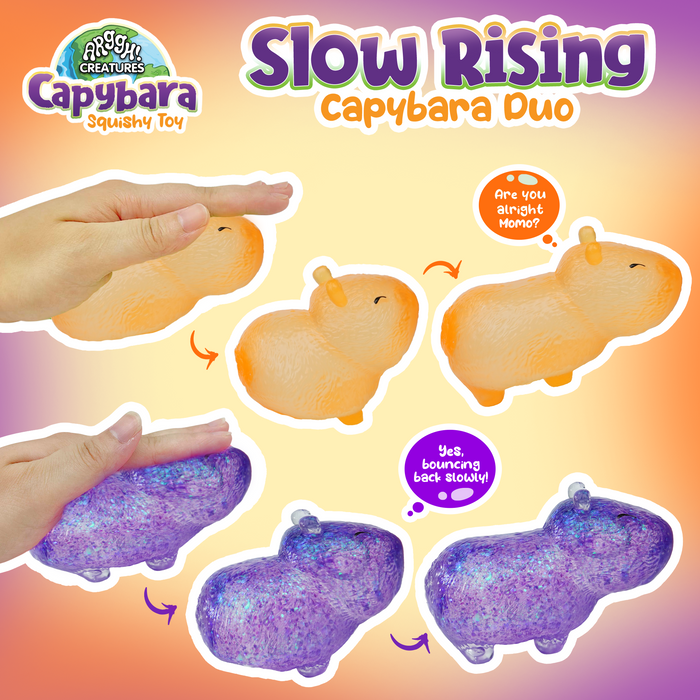 Power Your Fun Capybara Squishy Toy 2-Pack (Purple & Orange)