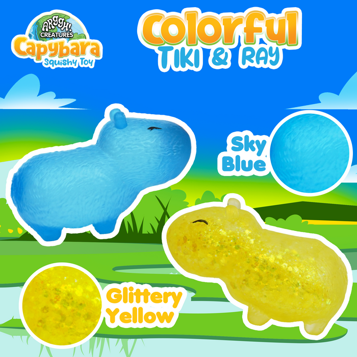 Power Your Fun Capybara Squishy Toy 2-Pack (Yellow / Blue)