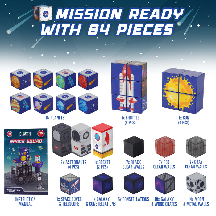 USA Toyz Blocchi Space Squad Magnetic Block Set 84 units