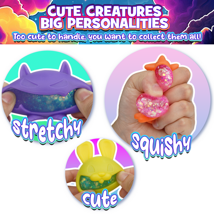 Power Your Fun Glitter Gobblers Blind Box Squishy Toys 6 Pack