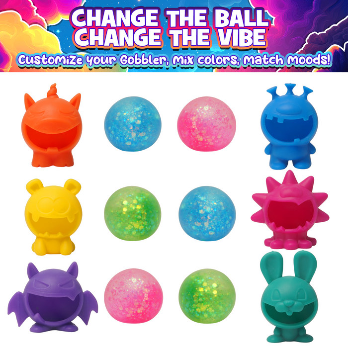 Power Your Fun Glitter Gobblers Blind Box Squishy Toys 6 Pack