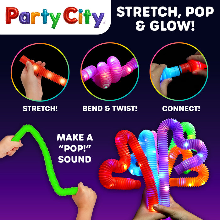 Party City LED Light Up Pop Tubes Bulk Party Favors - 12pk
