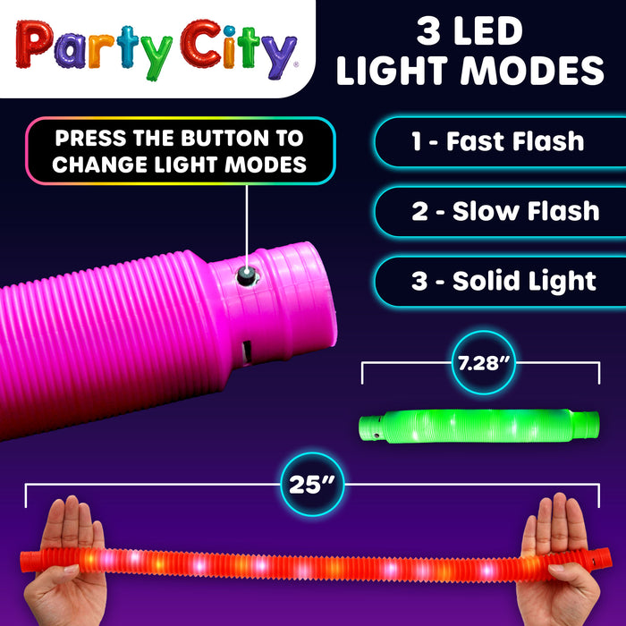Party City LED Light Up Pop Tubes Bulk Party Favors - 12pk