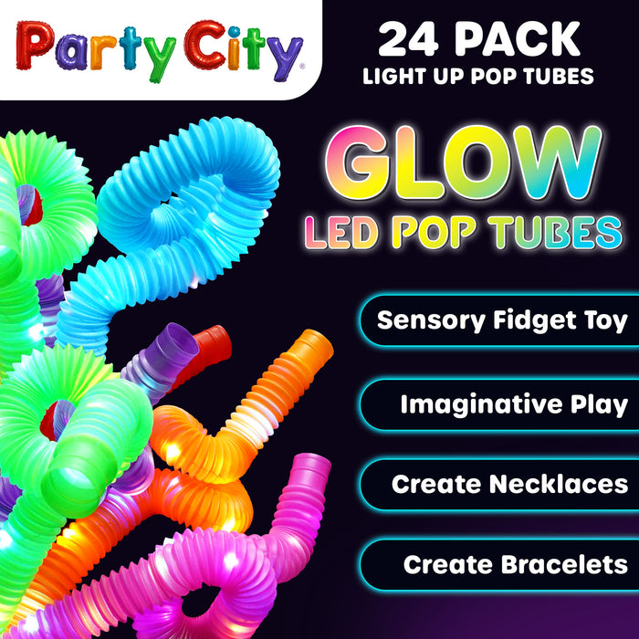 Party City LED Light Up Pop Tubes Bulk Party Favors - 24pk