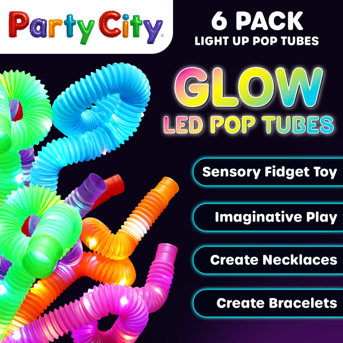 Party City LED Light Up Pop Tubes Bulk Party Favors - 6pk
