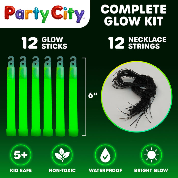 Party City 6" Glow Sticks Bulk Pack Green - 12pk