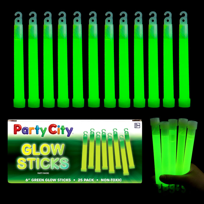 Party City 6" Glow Sticks Bulk Pack Green - 25pk