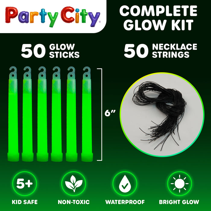 Party City 6" Glow Sticks Bulk Pack Green - 50pk