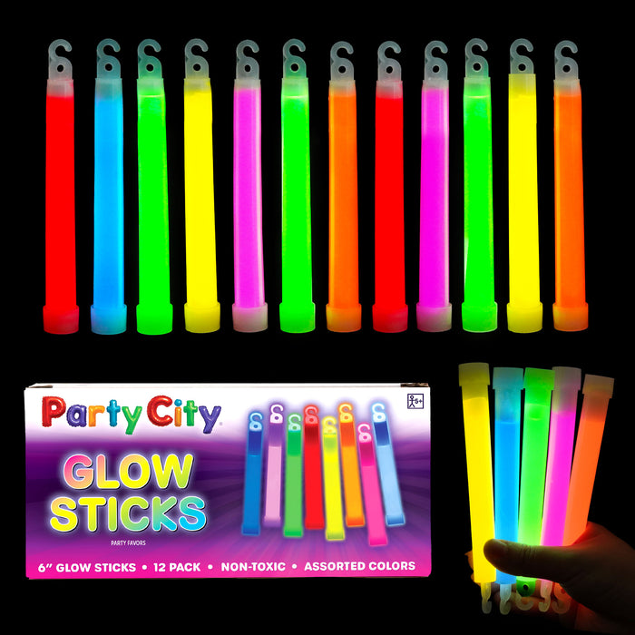 Party City 6" Glow Sticks Bulk Pack Multicolor - 12pk