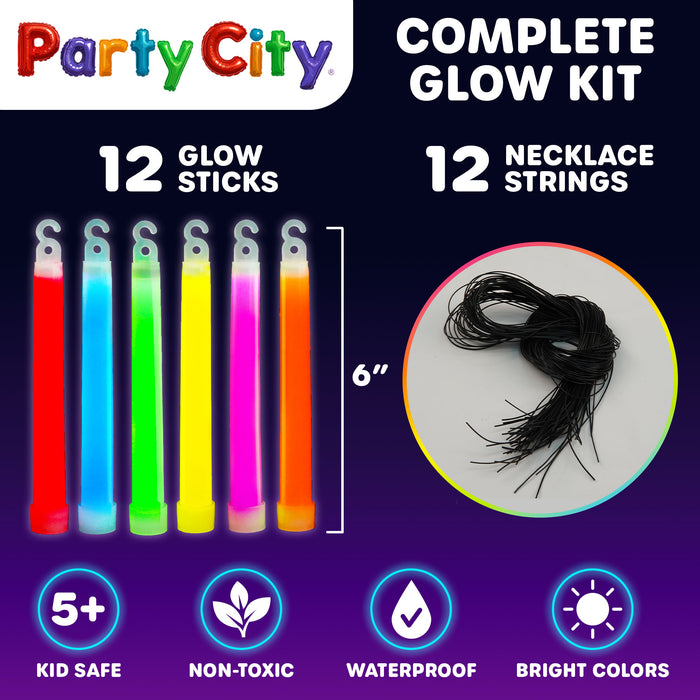Party City 6" Glow Sticks Bulk Pack Multicolor - 12pk