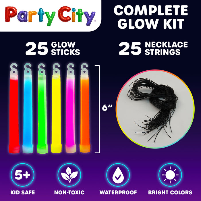 Party City 6" Glow Sticks Bulk Pack Multicolor - 25pk