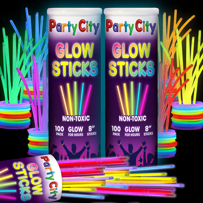 Party City 8" Bendable Glow Sticks Bulk Party Pack - 200pk