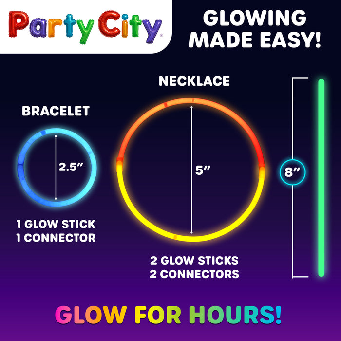 Party City 8" Bendable Glow Sticks Bulk Party Pack - 200pk
