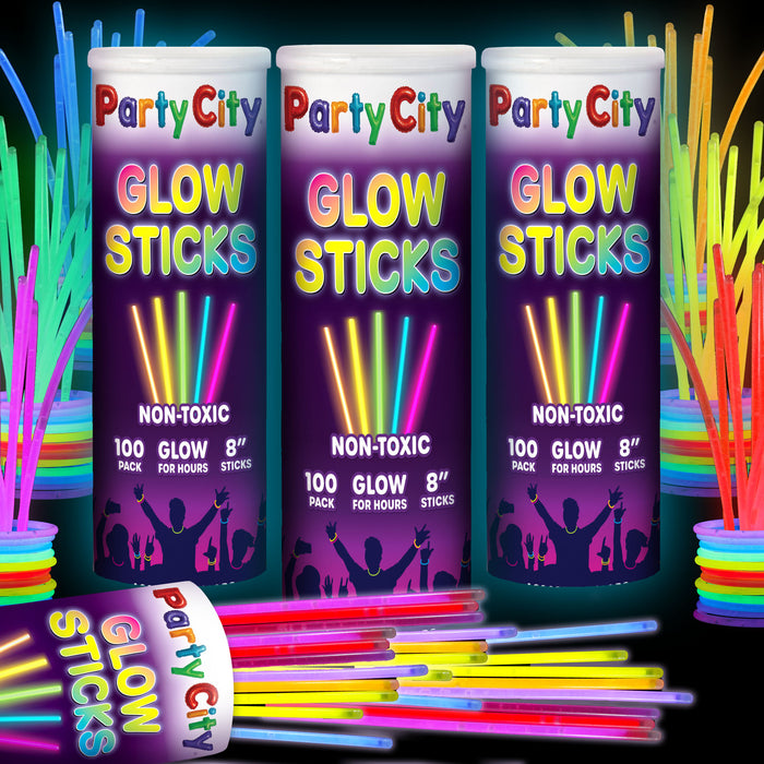 Party City 8" Bendable Glow Sticks Bulk Party Pack - 300pk