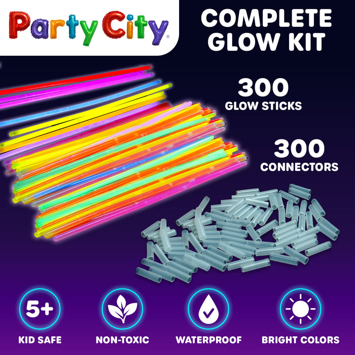 Party City 8" Bendable Glow Sticks Bulk Party Pack - 300pk