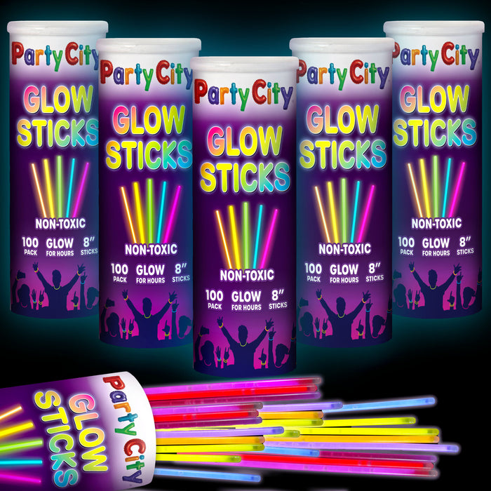 Party City 8" Bendable Glow Sticks Bulk Party Pack - 500pk