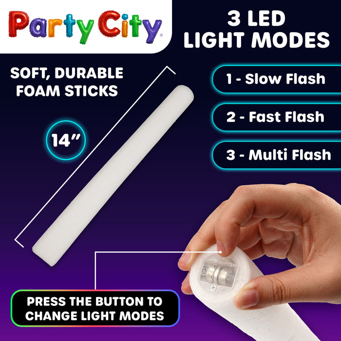 Party City LED Foam Light Up Glow Sticks- 48pk