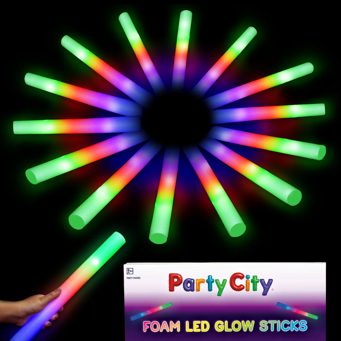 Party City LED Foam Light Up Glow Sticks - 96pk