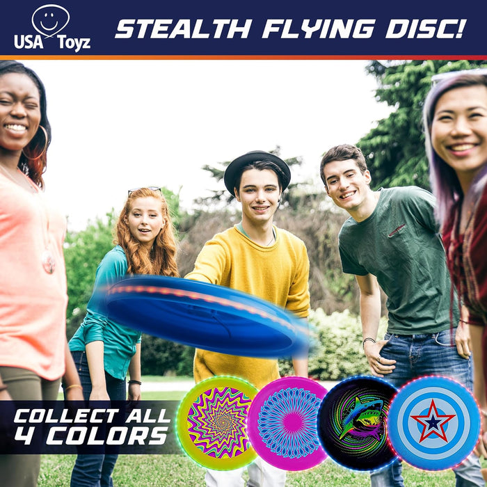 Flying Frisbee Rides Stealth Flying Frisbee LED Disc - Blue/Red — USA Toyz
