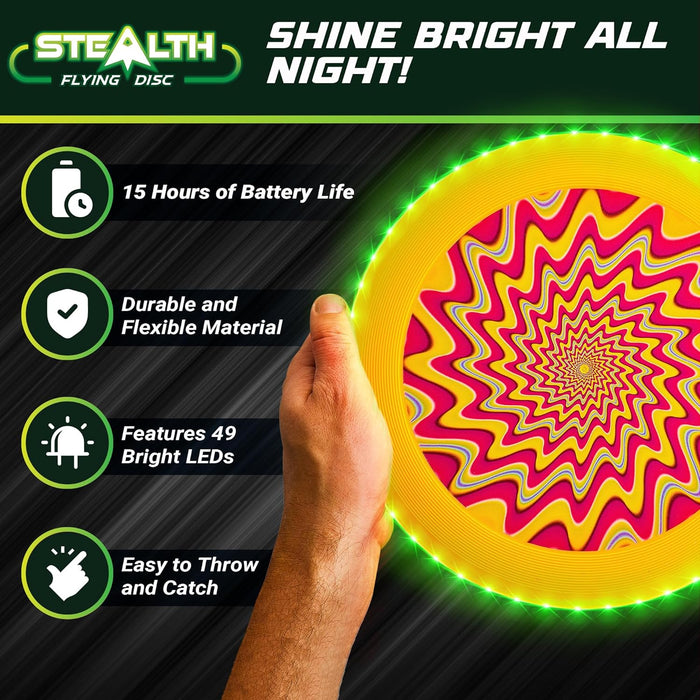Stealth Flying Frisbee LED Disc - Yellow/Green