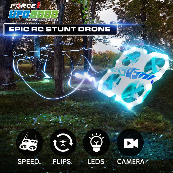 Force1 UFO 6000 Mini RC Stunt Aerial Drone, Multicolor LED Lights with Camera