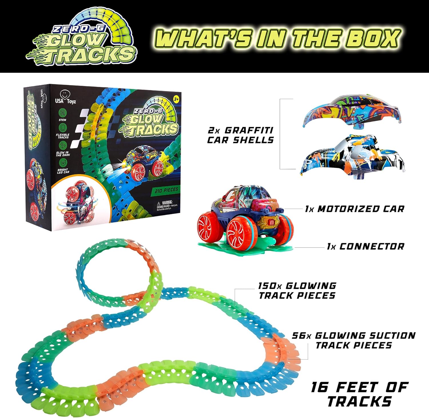 Magic Glow Racing Track Toys, Turn Road Bridge Crossroads