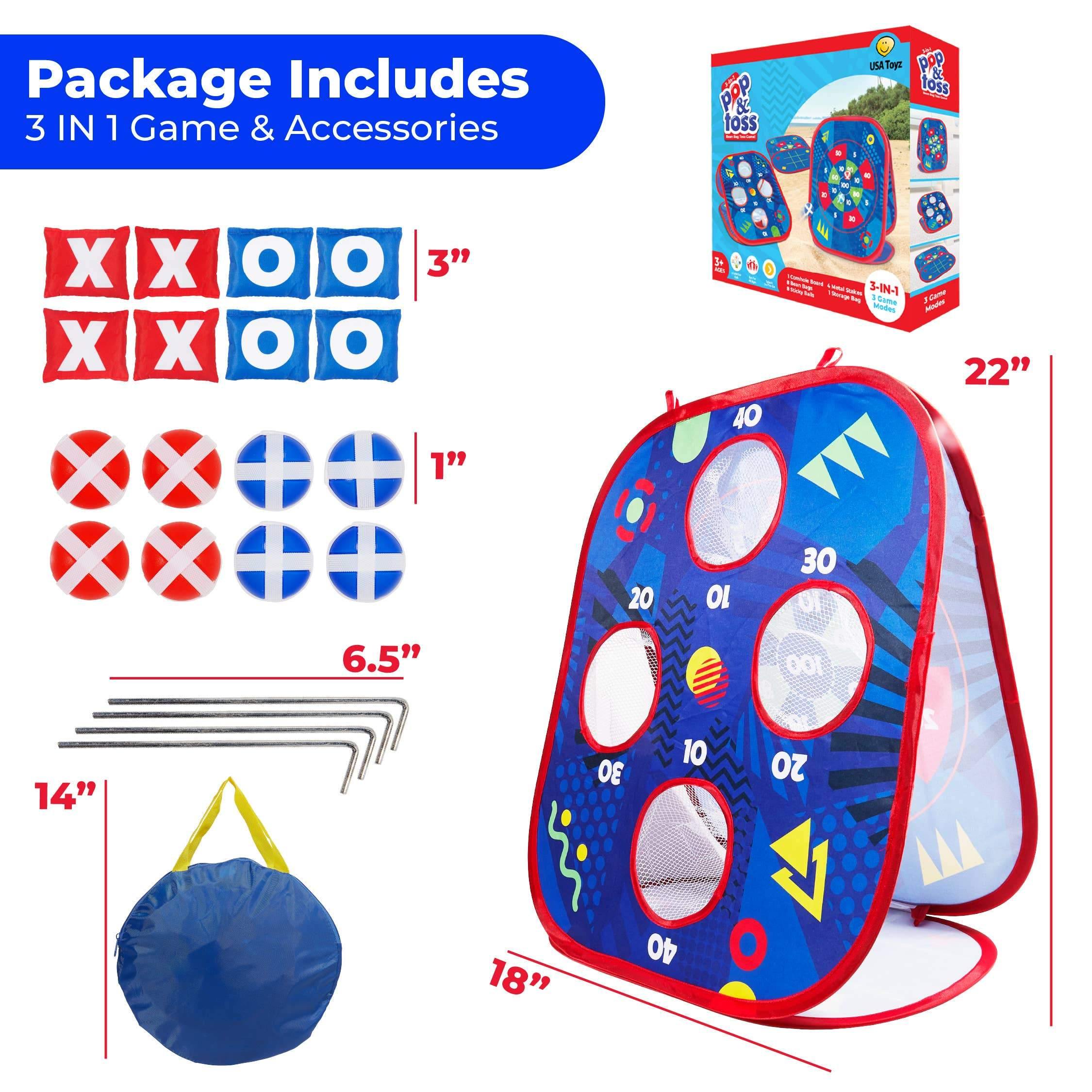 USA Toyz Pop n Toss Bean Bag Toss Game Set - 3in1 Bean Bag Cornhole Set - USA Toyz