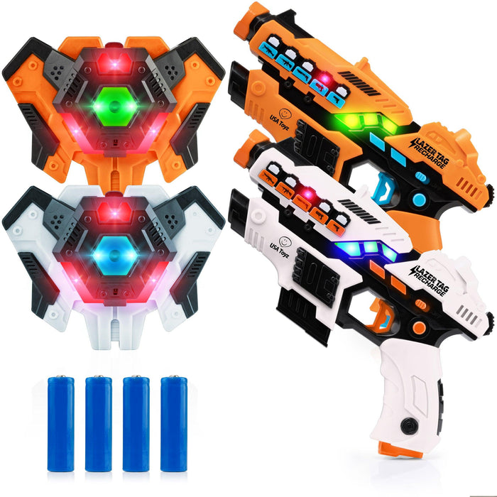 VATOS Infrared Rechargeable Laser Tag Guns Set with Vest Group Fun Toys for  Kids