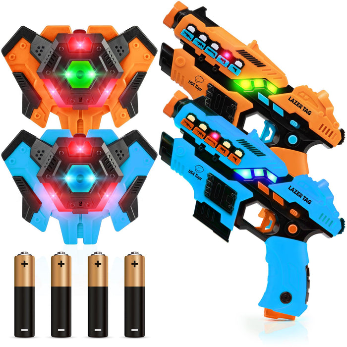 USA Toyz Laser Tag Guns Set with 2 Lazer Toy Guns, 2 Laser Tag Vests, and 12 Toy Gun Batteries - USA Toyz