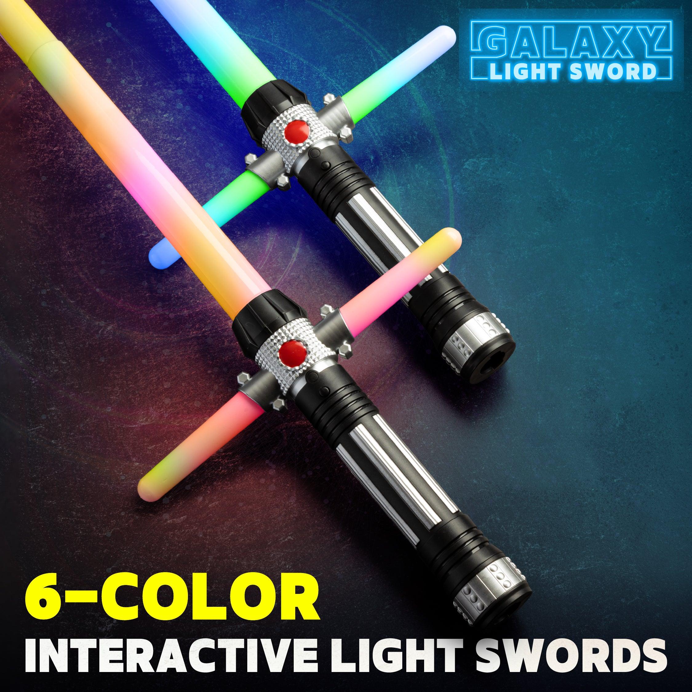USA Toyz Galaxy Light Swords for Kids or Adults - 2pk Expandable and Connectable Light Up Swords with 6 Color-Changing LEDs and Sound FX - USA Toyz