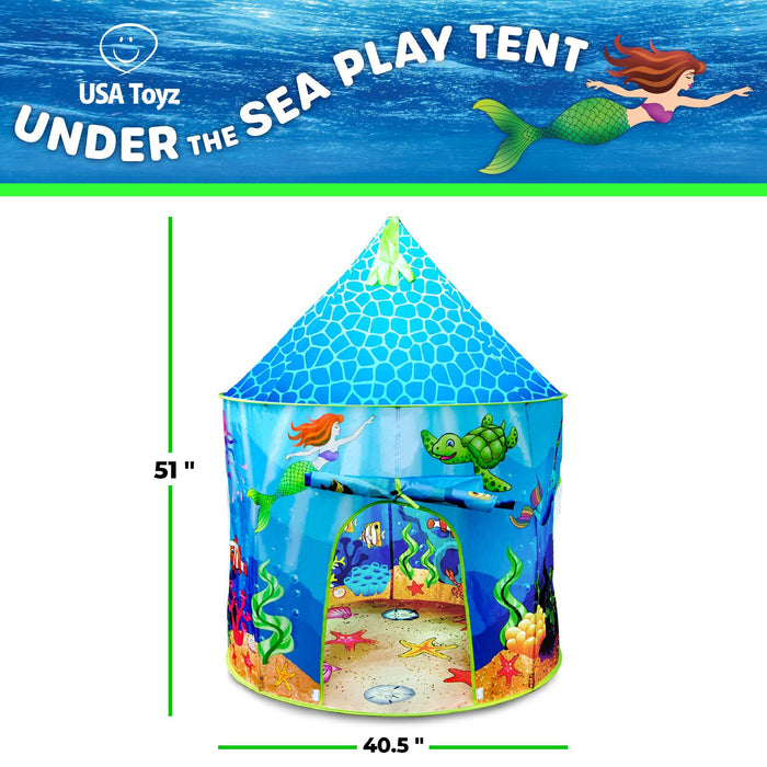 W&O Musical Mermaid Tent with Under-The-Sea Button, Mermaid Gifts for Girls,  Play Tent, 1 - Baker's