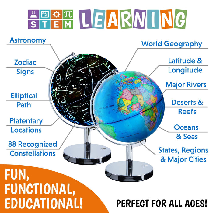 LED Constellation Globe For Kids-3 In 1 Educational Toys,Light Up World Globe,Constellation