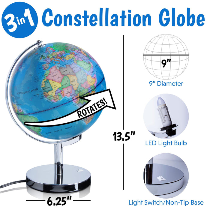 3-in-1 LED Constellation Globe - USA Toyz