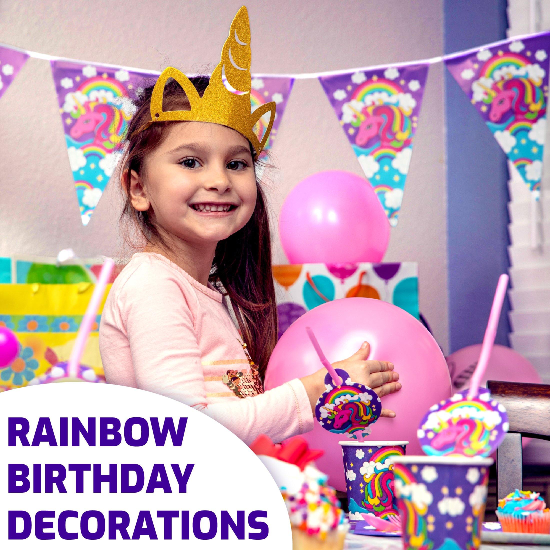 Unicorn Party Supplies Set - Rainbow Unicorn Party Decorations for Gir –  WERNNSAI