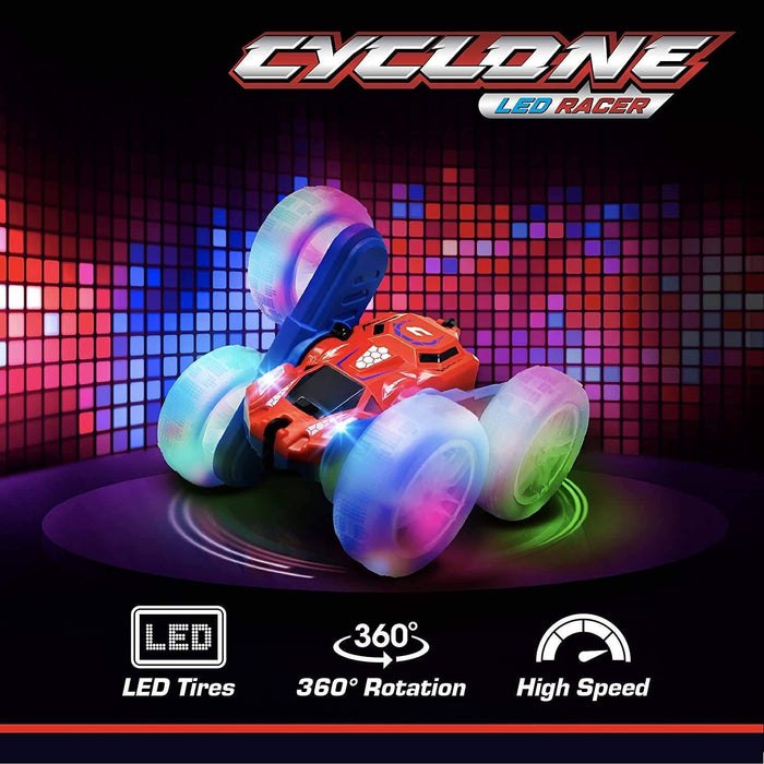  Power Your Fun Cyclone Mini RC Car for Kids - Double Sided Fast Remote  Control Mini Stunt Car with LEDs, All Terrain Rubber Tires for 360 Flips,  and Easy 2.4 GHZ