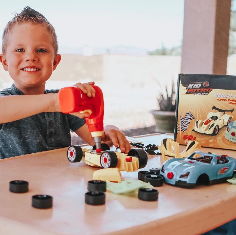Kid Nitro Take Apart Race Car Building STEM Set with Toy Drill - 53pk - USA Toyz